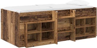 vidaXL Marco De Cama Loft Con Armario 3 Uds. Madera Envejecida Vidaxl