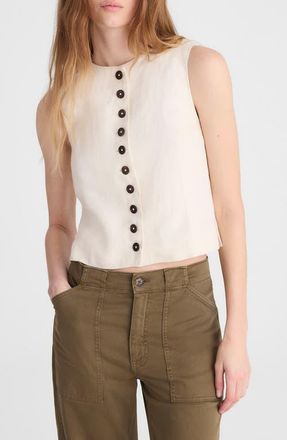 Madewell Button Front Linen Shell Top in Ivory Linen at Nordstrom, Size 10