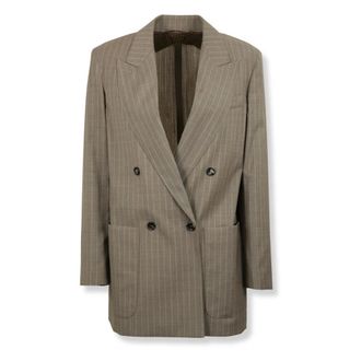 Max Mara Blazers, female, Gray, Size: XS Over Blazer in Pinstripe Wool