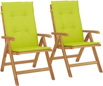 vidaXL Sillas De Jard&iacute;n Reclinables Y Cojines 2 Uds Madera Maciza Teca Vidaxl