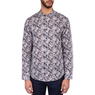 Brooklyn Brigade Poplar Cherry Blossom Mandarin Collar Shirt in Grey at Nordstrom Rack, Size Xx-Large