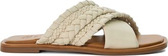 Dune London Womens Ladies Leaves - Flat Leather Cross-Over Sandals - Beige Leather (archived) - Size UK 8