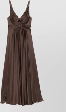 Zimmermann silk draped cutout v-neck sleeveless maxi dress