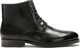 Kazar Zwarte gladleren laarzen met openwerksieraden - Heren - Veterlaarzen - Zwart - 43 EU - Leer - Schoenen
