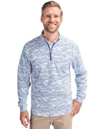 Cutter & Buck Traverse Camo Print Stretch Quarter Zip Mens Pullover Jacket
