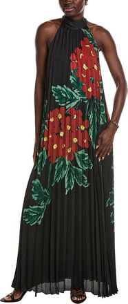 Emanuel Ungaro Lester Halter Sleeveless Pleated Maxi Dress