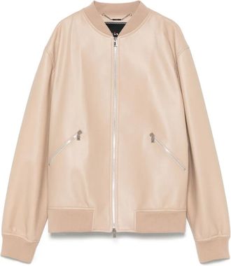 Kiton Bomber in pelle - Toni neutri