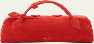Alaia Teckel Top-Handle Bag in Suede and Leather