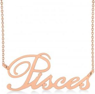 Allurez Pisces Zodiac Text Pendant Necklace 14k Rose Gold