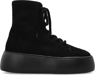 AGL Vibe Lowboot Suede Platform Schoenen - Dames - Veterlaarzen - Zwart - 36 EU - Leer - Schoenen