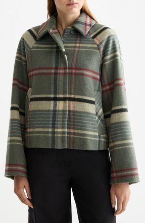 Scotch & Soda Boxy Shirt Jacket in Thyme Check at Nordstrom, Size X-Large