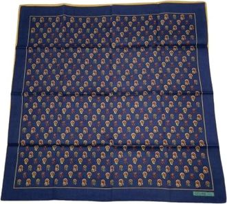 Celine Pre-owned Vintage Zijden Sjaal - Dames - Vintage Accessoires - Blauw - ONE Size - Vintage