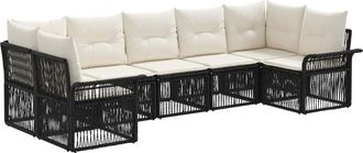 vidaXL Conjunto De Sof&aacute;s De Jard&iacute;n 7 Uds. 7-n&uacute;mero De Plazas Negro Vidaxl
