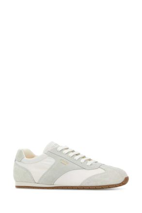 Prada Two-Tone Suede and Fabric Sneaker - White