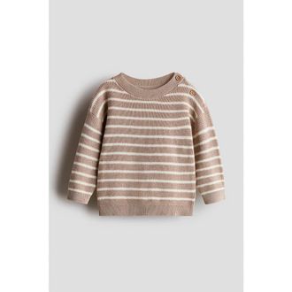 H&M Cotton Jumper in Beige/white Striped at Nordstrom, Size 12M