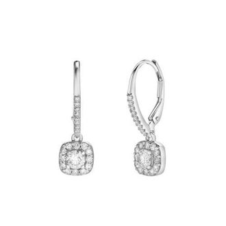 LuvMyJewelry Midsummer Pave Square Shape Diamond Drop Huggie Hoop Earrings in 14K Gold in 14K White Gold at Nordstrom