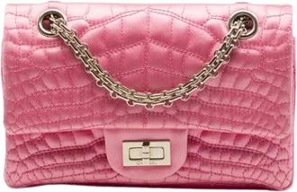 Chanel Pre-owned Satin Double Flap Shoulder Bag - Dames - Vintage Schoudertas - Roze - ONE Size - Leer - Vintage