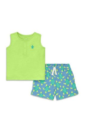 primary Baby Henley Tank Set in Lime Sea Turtles at Nordstrom, Size 12-18M