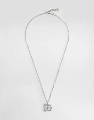 Dolce & Gabbana Fine Link Necklace With Rhinestone-detailed Dg Logo - Woman Bijoux Silver Metal Onesize