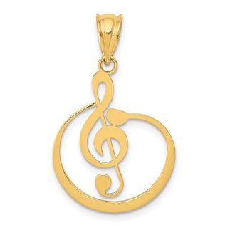 Diamond2Deal 14k Yellow Gold G Clef Musical Note Pendant