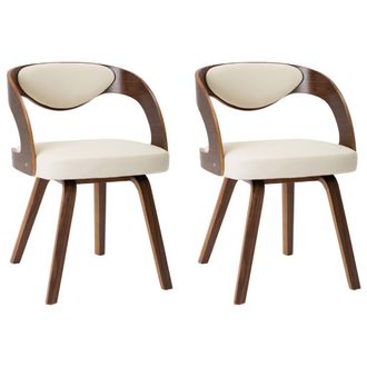 vidaXL Vidaxl - Sillas De Comedor 2 Uds Madera Curvada Y Cuero Sint&eacute;tico Crema