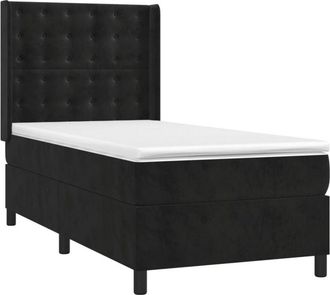 vidaXL Vidaxl - Cama Box Spring Colch&oacute;n Y Led Terciopelo Negro 100x200 Cm