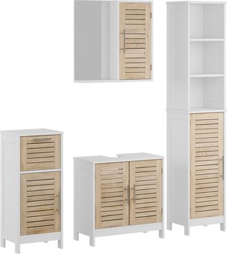 Vicco Conjunto De Muebles De Ba&ntilde;o Looma, Blanco/roble, 4 Piezas, Vicco