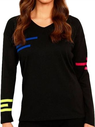 Angel Long Sleeve V-Neck Top In Black Multi