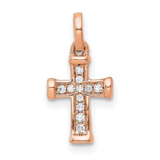 Diamond2Deal 10K Gold Small 1/20ct. Diamond Latin Cross Pendant