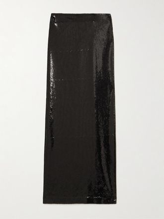 Toteme Gonna Maxi In Raso Con Paillettes - Nero