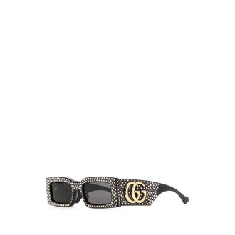 Gucci Accessoires, Dames, Zwart, ONE Size, Rechthoekige Zonnebril