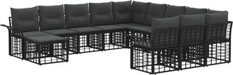 vidaXL Conjunto De Sof&aacute;s De Jard&iacute;n 12 Uds. Negro Y Gris Oscuro Vidaxl