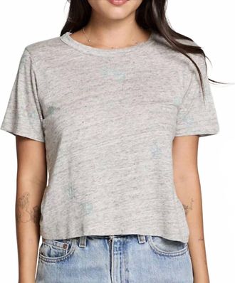 Chaser Linen Jersey Emb. Cactus Tee In Heather Grey