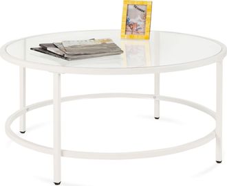 Best Choice Products 36in Round Tempered Glass Coffee Table for Home, Living Room, Dining Room