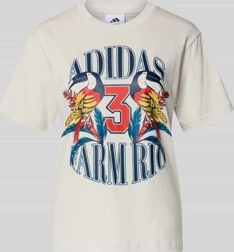 adidas T-Shirt mit Label-Print in Graphit, Gr&ouml;&szlig;e XL