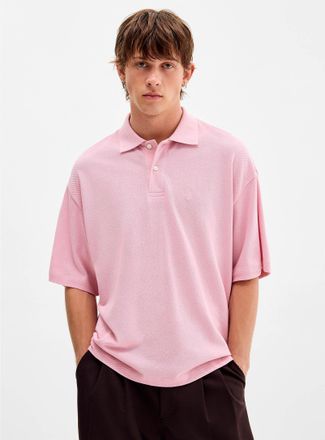 Djab Mens Tone-on-tone embroidered logo piqu&eacute; polo Oversized fit