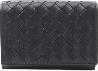 Bottega Veneta Pre-owned Wallets, female, Black, Size: ONE SIZE Pre-owned Vintage Intrecciato Leather Tri-Fold Wallet