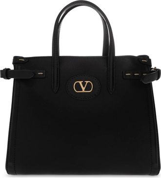 Valentino Garavani Leren Tas Met Logo - Dames - Handtassen - Zwart - ONE Size - Leer - Tassen