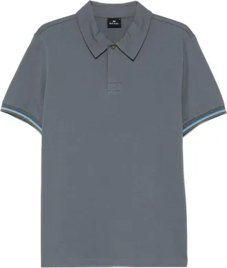 Paul Smith Tops, Heren, Grijs, S, Katoen, Polo shirt met streepdetail