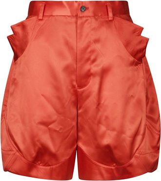 Comme Des Garçons Shiny Acetate Shorts With Unique Pocket Design