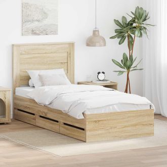 vidaXL Estructura De Cama Roble Sonoma 100 X 200 Cm Madera Ingenieril Vidaxl