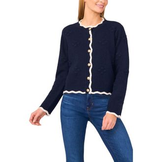CeCe by Cynthia Steffe Scallop Edge Cardigan in Classic Navy at Nordstrom Rack, Size X-Small