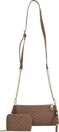 Bebe Adela Monogram Crossbody Baguette with Wallet in Taupe at Nordstrom Rack