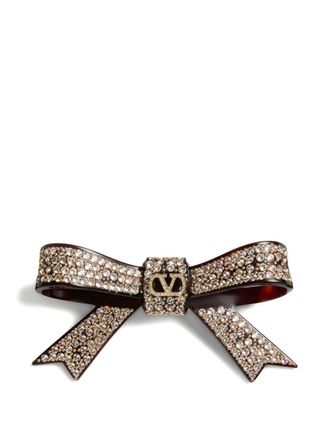 Valentino Garavani brown hair clip - women - Crystal/Brass/Plastic - One Size