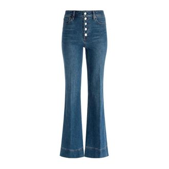 Alice & Olivia Missa Exposed Button Jean - Dames - Flared Jeans - Blauw - W27 - Katoen - Jeans