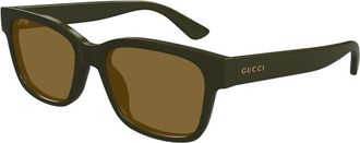 Gucci Vierkante Zonnebril - Heren - Zonnebrillen - Groen - 54 MM - Nylon - Accessoires