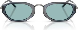 A|X Armani Exchange 50mm Polarized Irregular Oval Sunglasses in Striped Smoke/blue at Nordstrom