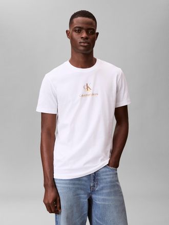 Calvin Klein Jeans T-Shirt CALVIN KLEIN JEANS, Herren, Gr. XXL, hellwei&szlig;, Jersey, Obermaterial: 100% Baumwolle, unifarben, regular fit normal, Rundhals, abgesteppte Kant