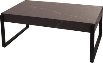 Hhg Nunca Usado] Mesa De Centro Hhg 699, Mesa De Sal&oacute;n Mesa Auxiliar Mesa De Sof&aacute;, Metal 43x110x64cm, Aspecto M&aacute;rmol Gris