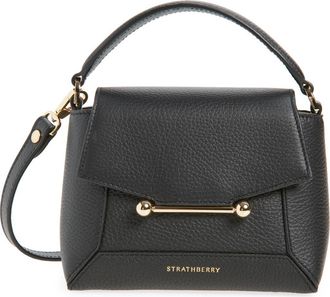 Strathberry Nano Mosaic Grained Leather Top Handle Bag in Black at Nordstrom